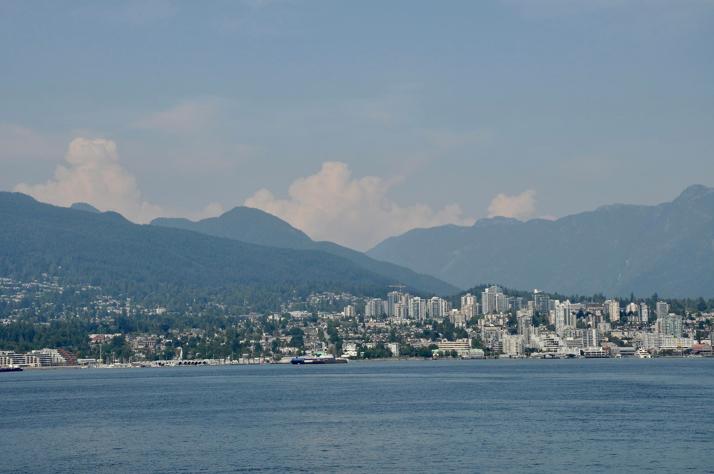 Vancouver harbor and mountains from Canada Place